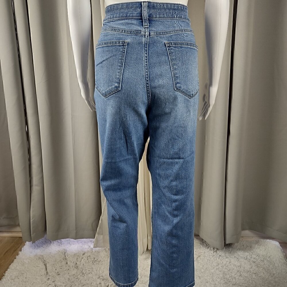 St. John's Bay Cotton Blend 5 Pocket Straight Leg Blue Denim Jeans Size 14PS - Picture 4 of 10